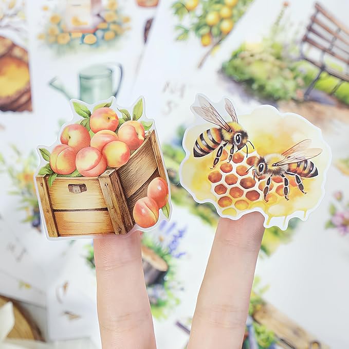 Snycler Sticker Book - 20 Sheets Vintage PET Stickers for Scrapbooking, Junk Journaling, Ephemera, and Decorative Crafts-The Harvest time