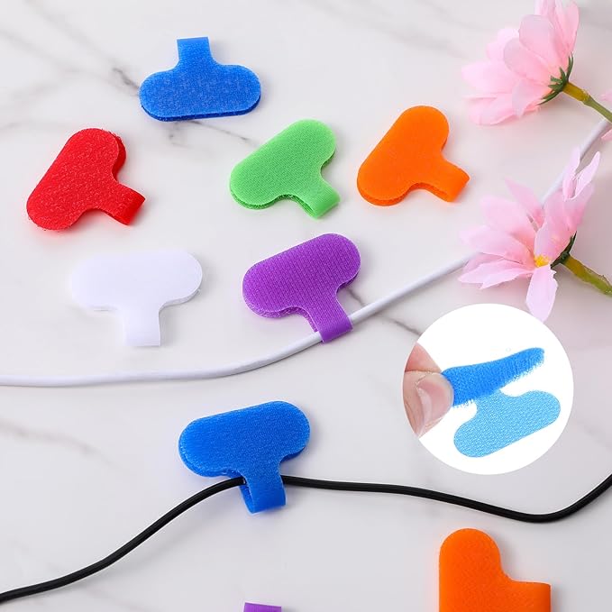 30 Pcs Multi Color Cable Labels, 6 Colors Write On Wire Labels Cord Label for Electronic Cable Management Writable Cord Tag Self-Adhesive Nylon Wrap-It Cables Label for Computers Cables Identification