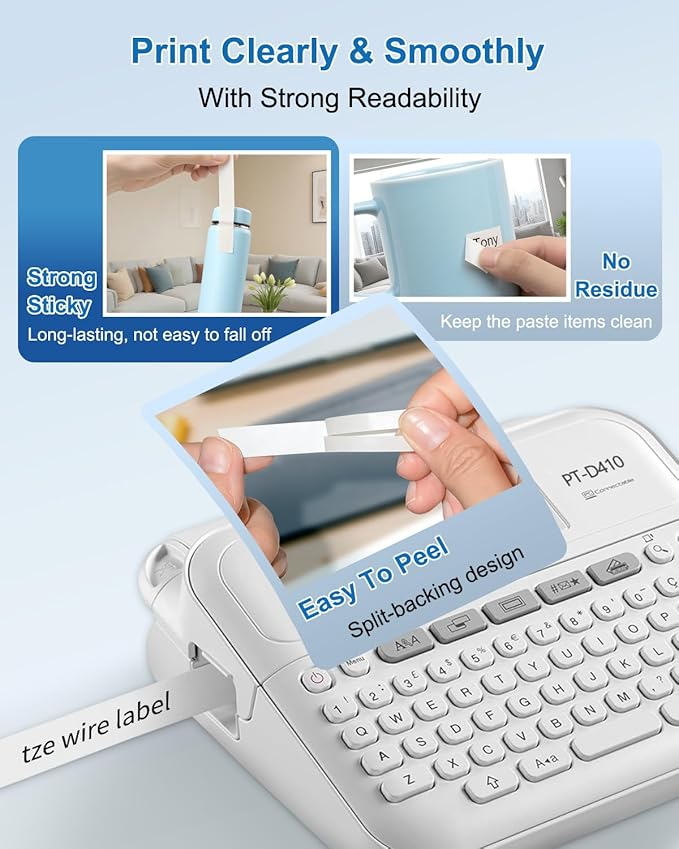 2PK Flexible Label Tape Compatible with Brother P Touch Label Tape TZe-FX231 Tape 12mm 0.47 Laminated White,Flexible-ID Wire Cable Labels for Brother Ptouch PT-D210 PT-D400 PTH100 D220