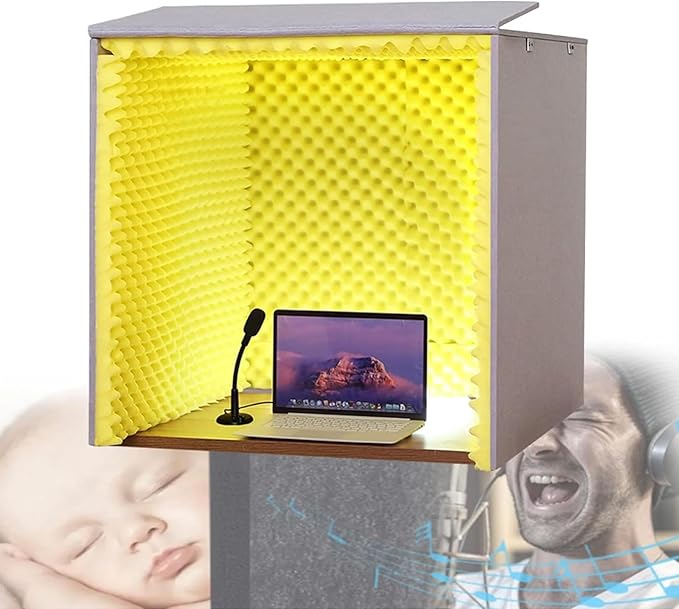 Sound Proof Foam Panels, Sound Proof Foam, Sound Proof Booth, Desktop Soundproof Cover,self Made Sound Recording Studio,Vocal Sound Absorbing Shield,for Studio Desk,Recording Booth,Yellow