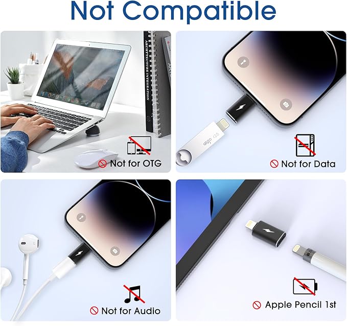 TechMatte Female USB C to Male Lightning Adapter 3 Pack 2.2A Charging Data Transfer, Compatible with iPhone 14, 13, 12, 11 Xs SE iPad iPod AirPods, Not for Audio Headphones/OTG Android Anti-Lost Black