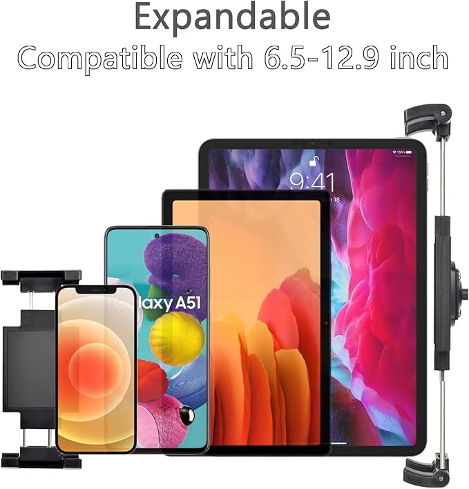 VAUBORTTI Heavy-Duty Tablet Mount, Aluminum Arm, Screw-Locked Holder, Industrial AMPS Base – Fits RAM B Size – Truck, Car, RV Dash, Desk, Wall Mount – 7–12.9" iPad Pro, Air, Mini, Galaxy Tab Holder