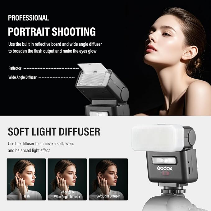 Godox IT32 TTL Camera Flash for Sony with X5S Trigger & Diffuser kit,Magnetic Hotshoe & Trigger 2-in-1,2.4G Wireless,HSS 1/8000s,GN18,LED Modeling Lamp,Colorful Touch Screen,Rotatable Flash Head