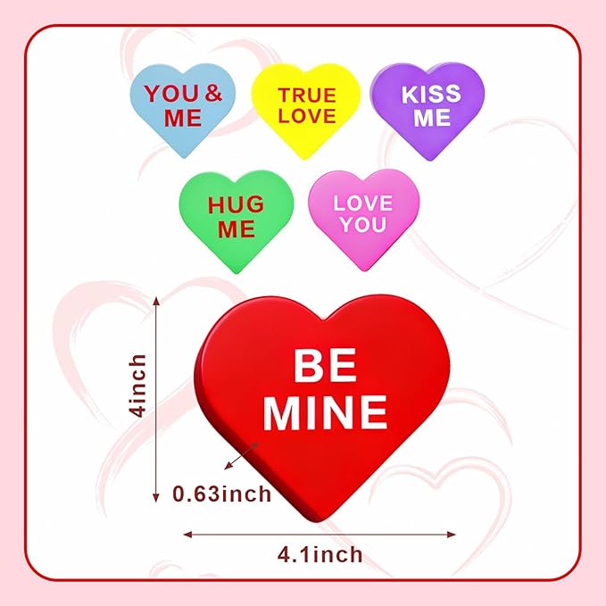 Valentines Day Wooden Heart Table Decor, 6PCS Double-Sided Conversation Heart Signs for Tiered Tray, Rustic Farmhouse Freestanding Wood Blocks, Valentine's Day Wedding Party Decorations and Gifts
