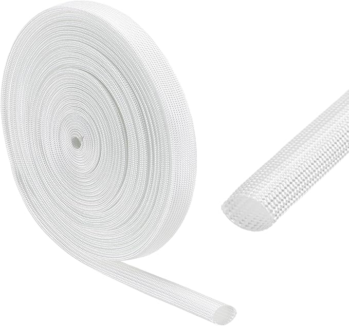 uxcell Insulation Cable Protector,9mm/0.35 Inch-5m/16 Feet High Temp Fiberglass Sleeve White