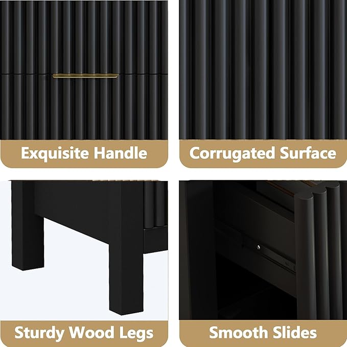 NRITOBY Dresser for Bedroom with 9 Drawers, Wide Bedroom Dresser with Drawer Organizers with Spacious Storage for Dining Room, Entryway, Black
