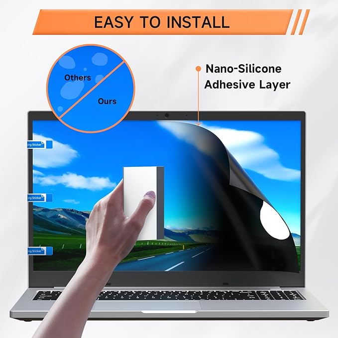 360° Privacy Screen for Laptop 14 Inch 16:9, 4 Way Computer Monitor Privacy Shield, Anti Glare Blue Light Filter Compatible with Lenovo Hp Dell Acer Asus Thinkpad Envy Xps