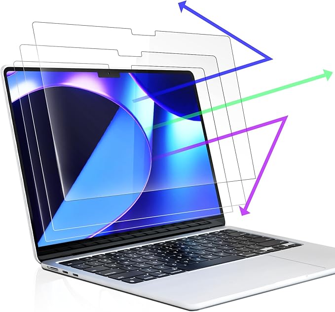 Peslv 3-Pack Anti Blue Light Screen Protector for MacBook Air 15 Inch(2023-2025, M2 M3 M4)-A2941 A3114 A3241, 15.3" Mac Laptop Glare Filter Uv Blocker Shield Cover Eye Protection Film
