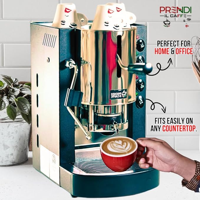 ESE Pod Espresso Machine – Spinel Pinocchio Coffee Maker for 44mm Paper Pods, Made in Italy, Compact Automatic Espresso Machine for Home & Office, Includes 150 Free ESE Pods (100 Classic + 50 Decaf)
