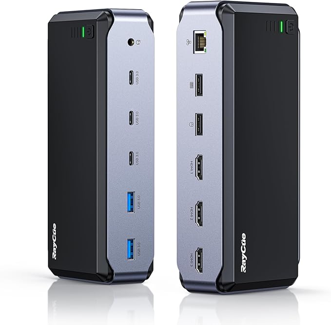 USB C Docking Station Dual Monitor for MacBook Pro/Air, 13-in-1 Triple 4K Display Laptop USB-C Hub, Type C Dock with 3 * 4K HDMI, PD3.0, 7 USB, RJ45, 3.5mm Audio