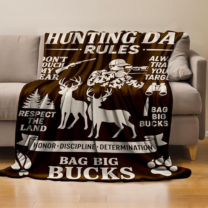 Hunting Dad Throw Blanket Gifts for Boys Girls Kids Adults, Deer Hunters Flannel Blankets for Travel Sofa Living Room Decor 40"x50"