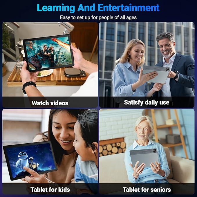 Tablet, 10 inch tablet Android 15 with Octa-core Processor, 30GB+128GB+1TB Expand, 6200mAh, 15W Fast Charge, 1280x800 HD IPS Screen, WiFi 6, BT 5.4, Dual Camera, Widevine L1 support, GMS Certified
