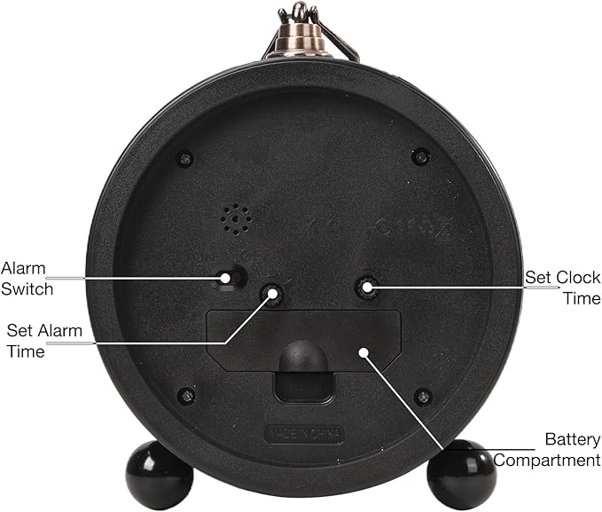 Blusaryme Loud Alarm for Deep Sleepers Desk Vintage Alarm Clock 5.25 inch Small Battery Operated Retro Clock Bedroom Live Room Decor Gift Clock