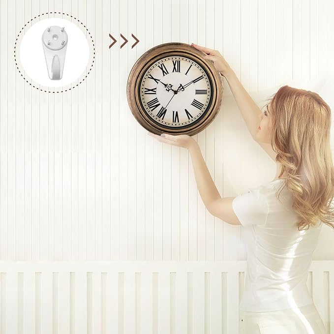Plumeet Small Retro Wall Clock, 10'' Non Ticking Classic Silent Vintage Wall Clocks Decorative Kitchen Living Room Bedroom, Roman Numerals, Battery Operated