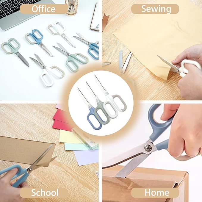 DuoVogue Green Office Scissors with Comfort-Grip Handles, Cute scissors, Sharp Craft Scissors for DIY Art, Sewing, Fabric, Student, Teacher, and Home Use(7", Green-2Pack)