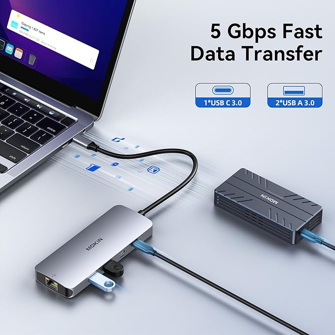 USB C Docking Station Dual HDMI, 8 in 1 Docking Station for 3 Monitors, USB HUB Triple 4K Display with 2 HDMI and 1 Displayport, 1 Gbps Ethernet, 100W PD Charging, 3 USB 3.0 Ports for Dell, HP, Lenovo