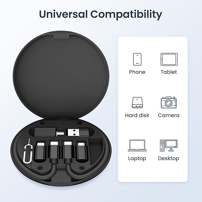 Elebase Multi USB Charger Adapter Kit,Micro USBC Adaptor with 1Ft 100W Charging Cable,Type C to USB 3.0 OTG Converter,USB C to iOS,Portable Box Bag for iPhone 17 Air 16 15 Max Pro,Samsung Galaxy S25