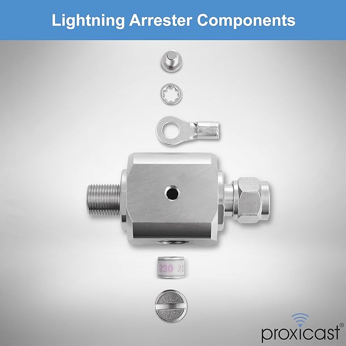 Proxicast Coaxial Lightning Arrester/Suppressor with Male/Female 75 Ohm F Connectors - Pro-Grade Coax Cable Surge Protector for Television (TV) / Satellite Dish Antennas & Cable Internet (ANT-272-002)