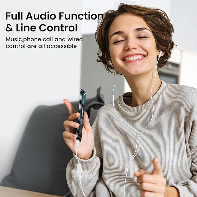 USB C to Lightning Headphone Audio Adapter, USB C Male to Lightning Female Earbuds Audio Adapter Compatible with iPhone 17/16/16e/15 Plus/Pro/Max, iPad Pro, iPad Air 6/5, MacBook (No Charge)[2 Pack]