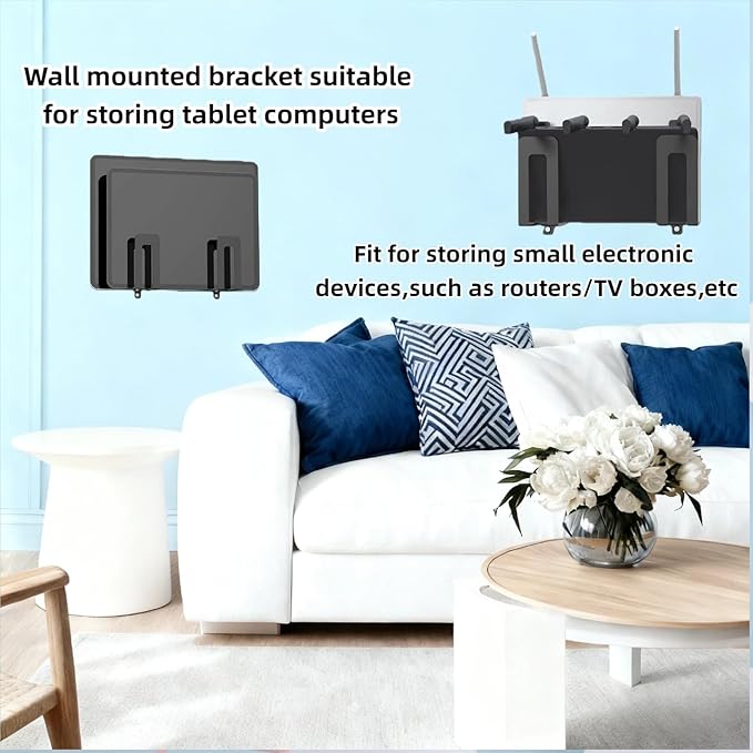 RUDDLIN Multi Functional Wall Mount Bracket, Suitable for laptops, Tablets, Keyboards, routers,TV Boxes,Phones, etc. The Wall Mount Bracket is Fixed with Screws (Black)