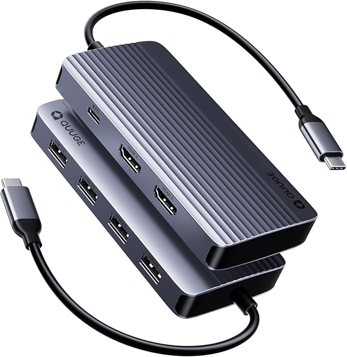QUUGE Docking Station Dual Monitor 2 HDMI, 7 in 1 USB C Hub with Dual HDMI 4K, PD Charging, 5Gbps USB 3.0, 3 USB2.0, USB C Docking Station for MacBook Pro/Dell XPS/HP/Lenovo/Surface/Yoga etc