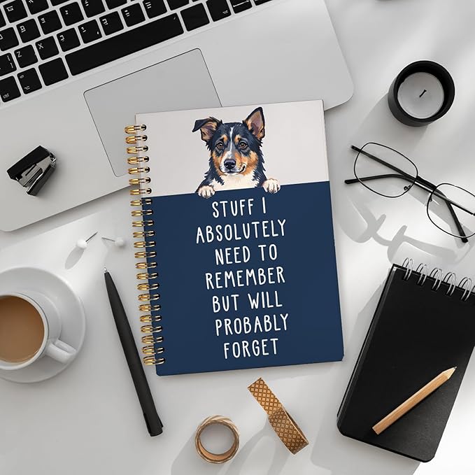 LIANGW Funny Australian Shepherd Gifts for Women & Men, Australian Shepherd Spiral Notebook Journal, Pet Dog Mom Owner Gifts 5.5x8.3 Inch