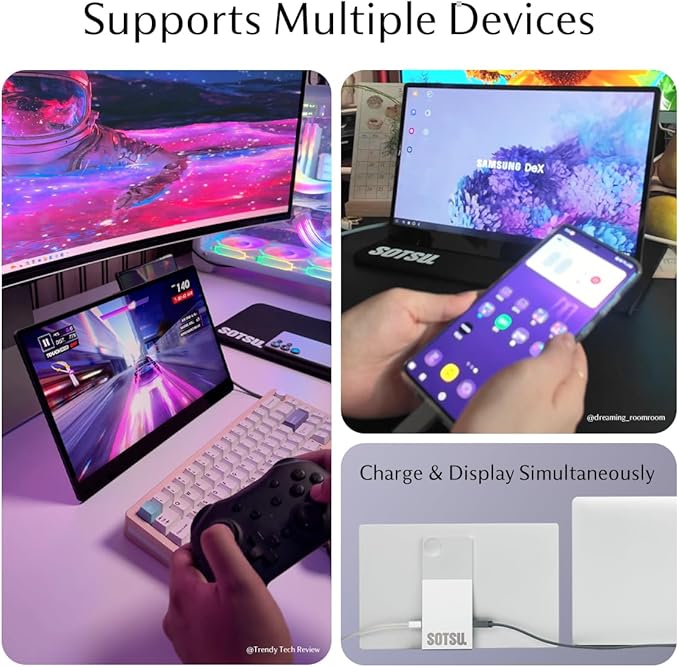 SOTSU FlipAction Go 14" Premium Portable Monitor SFA14PMSV | Robust but Lightweight | Tempered Glass Cover | 1080p | 400 Nits | 100% sRGB | 5W | Super Versatile | USB C or Mini HDMI
