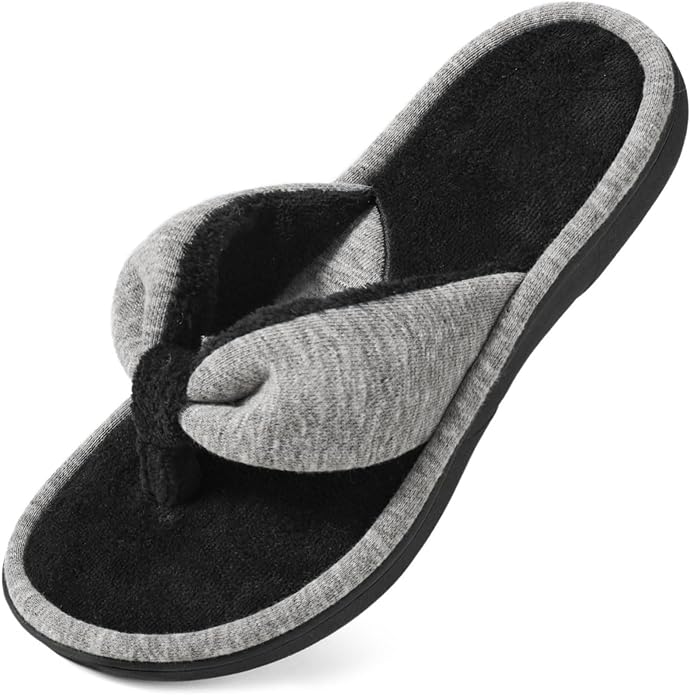 Wishcotton Women's Memory Foam Spa Thong Flip Flops Cozy Indoor Slippers, Ladies Summer Lightweight Open Toe House Sandals