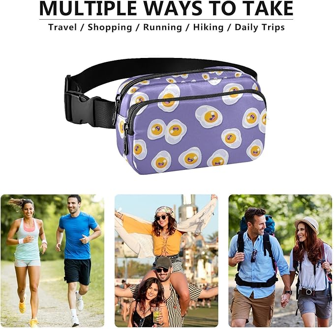 Kawaii Fried Eggs Fanny Pack for Women Men Water Resistant Fashion Waist Packs with Adjustable Strap Belt Bag for Travel Workout Jogging Hiking 21219092
