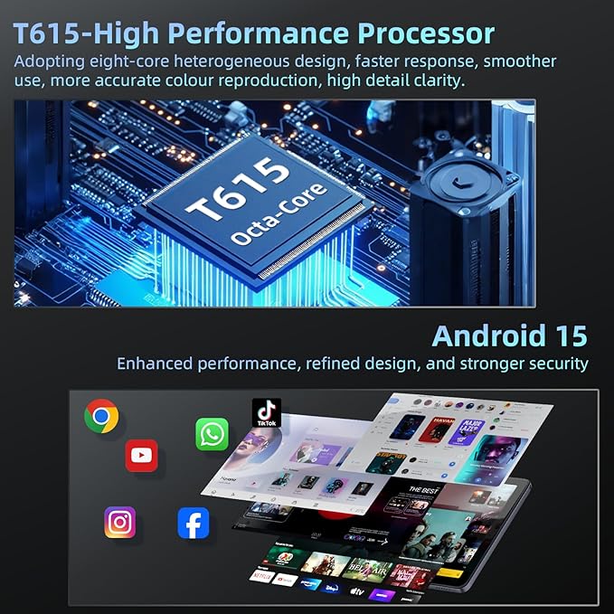 Android 15 Tablet 10 inch,24GB RAM 128 ROM,Tablets with Keyboard Case Mouse Stylus,1TB Expandable,Octa-Core 6000mAh 1280x800 IPS HD,5G WiFi,T615 CPU,High Performance,Processor,Dual Camera(Gray)