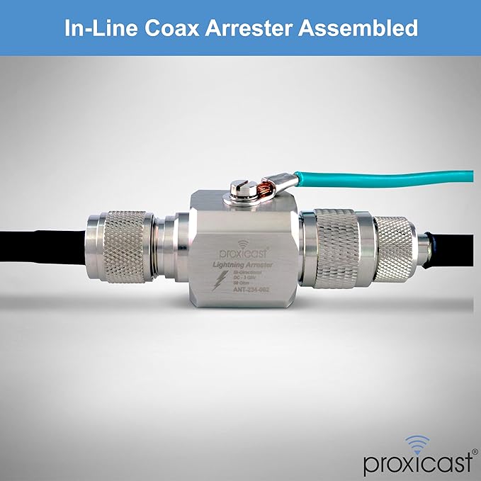 Proxicast Coaxial Lightning Arrester/Suppressor with PL-259 & SO-239 (M/F) Connectors - Pro-Grade Coax Cable Surge Protector for HF, VHF, UHF, CB, Ham, Two-Way Radio and Other Antennas (ANT-234-002)