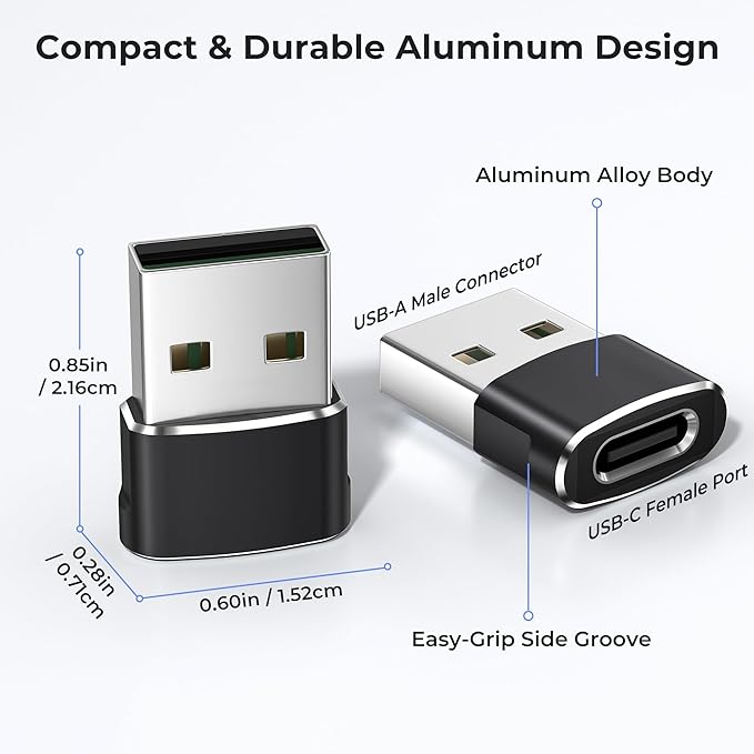 Basesailor for Samsung S25 Ultra USB to USB C Adapter 2Pack,Type C Female to A Male Power Adapter for iPhone 17 16 15 14 13 Mini Pro Max,CarPlay,Airpods,iPad Air 4 5,Galaxy S24 S23 Plus Ultra,Google 9