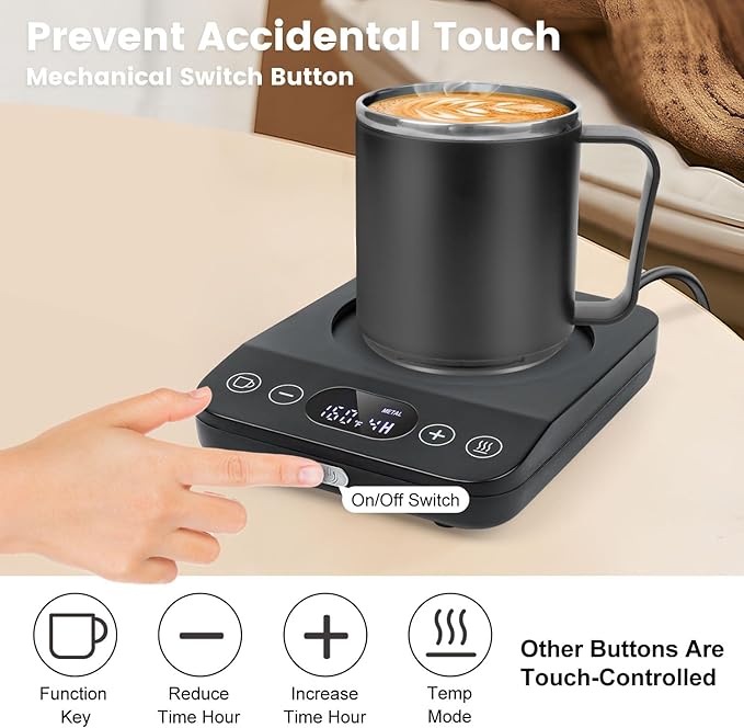 Coffee Mug Warmer & Mug Set, 30W Coffee Cup Warmer with 16oz Cup for Desk with Auto Shut Off, Timer Function, Smart Mug Heater for Heating Coffee, Tea, Candle, Beverage, Gifts
