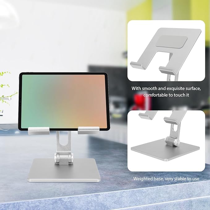 BESPORTBLE Aluminum Alloy Folding Laptop and Tablet Stand Portable Foldable Holder for Desk Use Compatible with Ipad and Notebooks Silver Gray