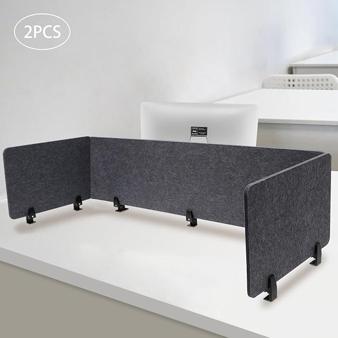 2 Pack Acoustic Desk Divider 59 x 16 Inch No Drilling Clamp-On Privacy Shields Panel Freestanding Desk Divider Desktop Sound Proof Dividers for Office Libraries School Student Desks