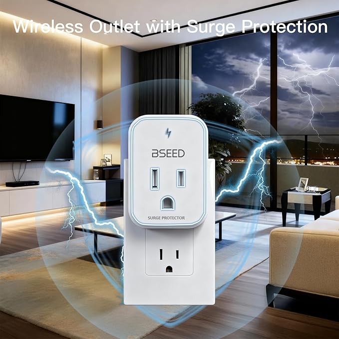 BSEED 1620 Joules Single Outlet Surge Protector, 1800W Mini Surge Protector for Refrigerator, PC, TV, Xbox, PS5, Home Appliances, Voltage Protector with LED Indicator, 120V, 6 Pack