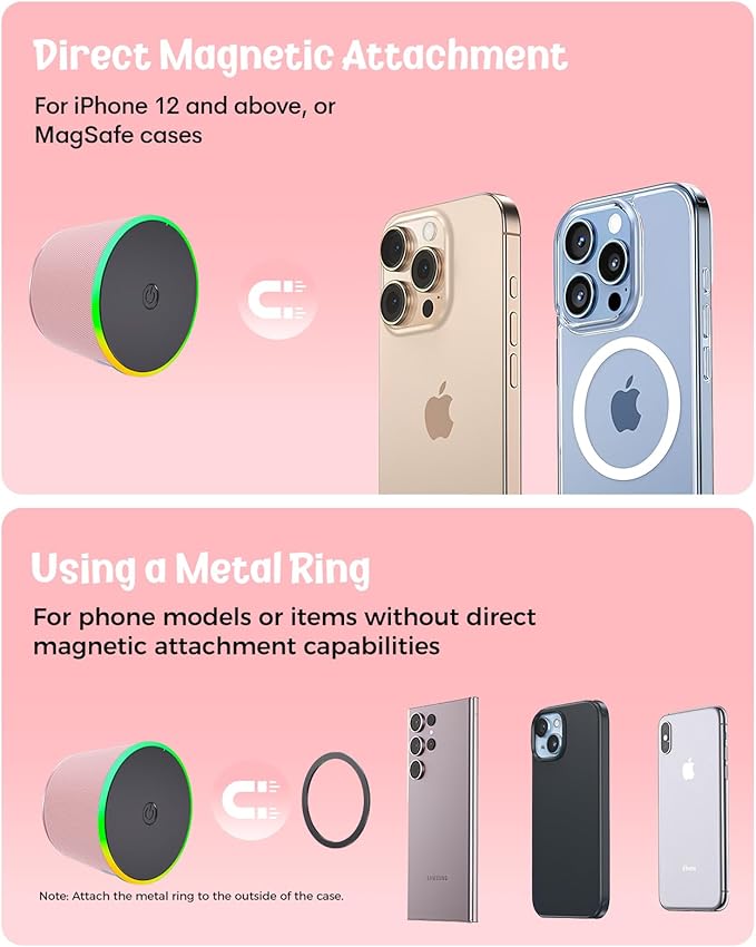 Small Bluetooth Speaker Gifts for Teens: Valentines Gifts for Him Her, 3 IN 1 Portable Magnetic Speaker with 9-Mode Lights, Waterproof Phone Stand for Desk, Cool Birthday Gadget Gifts for Adults