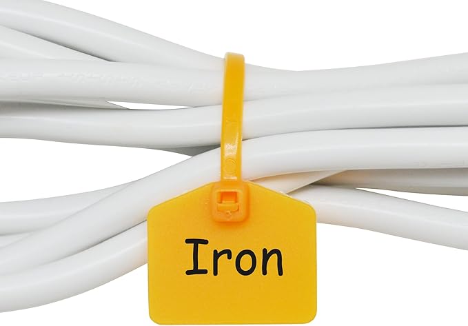 Mr-Label 4-3/8” Nylon Cable Zip Ties Tags Labels Marker – Write on | Self-Locking – with Free Printable Labels - for Wire Marking and Organizing (100, Yellow)