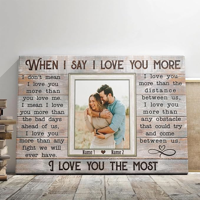 Dem Canvas Personalized Canvas Prints, Custom Love Canvas, When I Say I Love You More Wedding Gifts For Couple Canvas Anniversary Valentine Gift For Wedding Canvas (36x24)