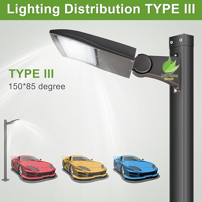 LED Flying Direct 150W LED Shoebox Lights, 20KV Surge Protector LED Parking Lot Area Lights, 450W MH Equiv. LED Street Road Lamps with Direct Arms Mount, 1-10V Dim DLC UL 5000K 100-277VAC
