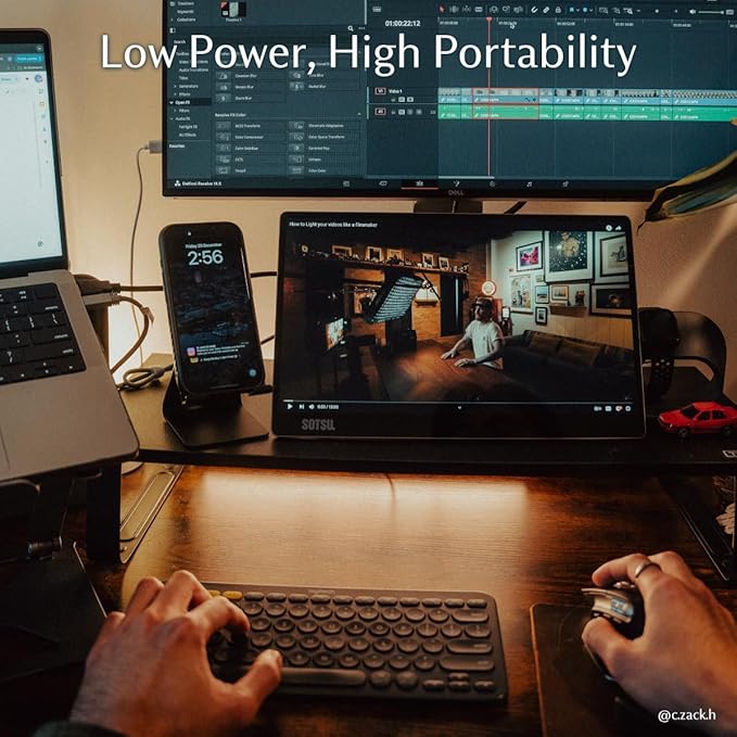 SOTSU FlipAction Go 14" Premium Portable Monitor SFA14PMMG | Robust but Lightweight | Tempered Glass Cover | 1080p | 400 Nits | 100% sRGB | 5W | Super Versatile | USB C or Mini HDMI
