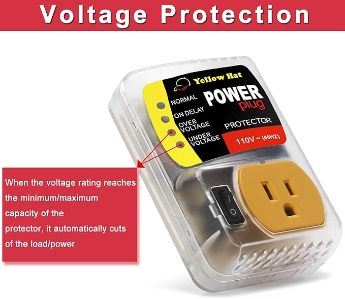 Surge Protector,Voltage Protector for Home Appliance, Voltage Brownout Outlet 110V 15A 2200 Watts Black