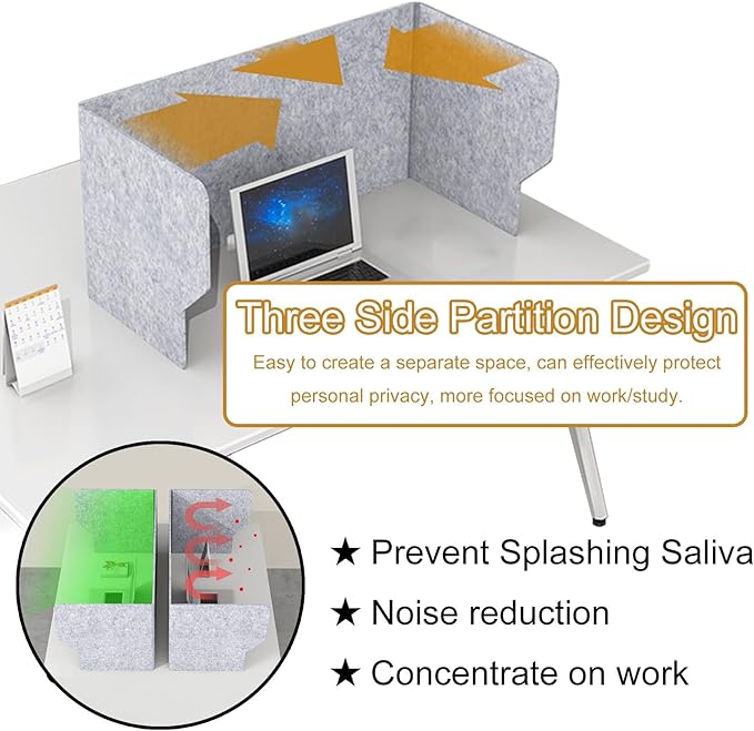 Desk Dividers Desk Panel Desktop Privacy Panel, 24" 32" 40" Freestanding Stand Up 3 Panels Privacy Acoustic Panel, Sound Absorbing Acoustic Desk Divider For Remote Office ( Size : 80cm(31.5in) )