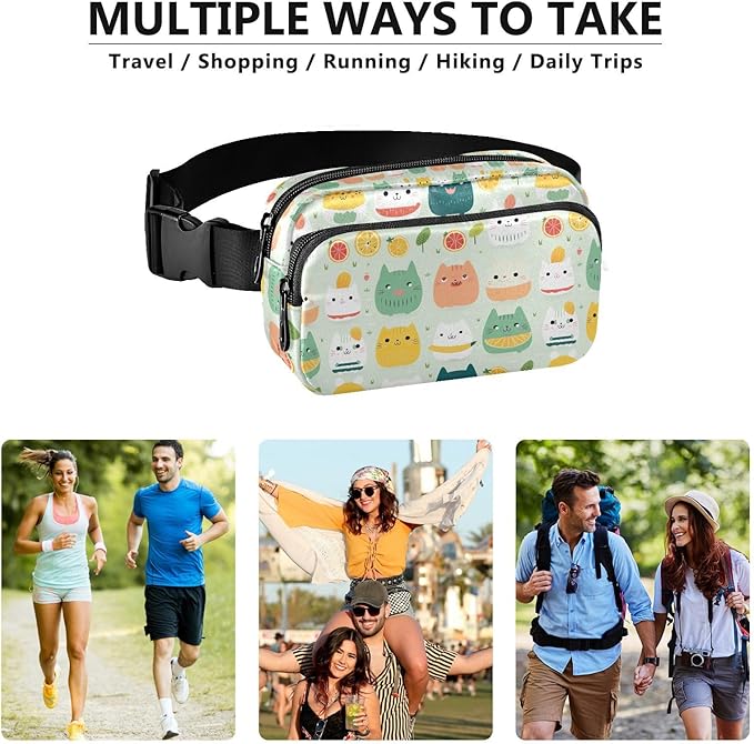 Cute Cat Animal Fanny Pack for Women Men Water Resistant Fashion Waist Packs with Adjustable Strap Belt Bag for Travel Workout Jogging Hiking 21219794