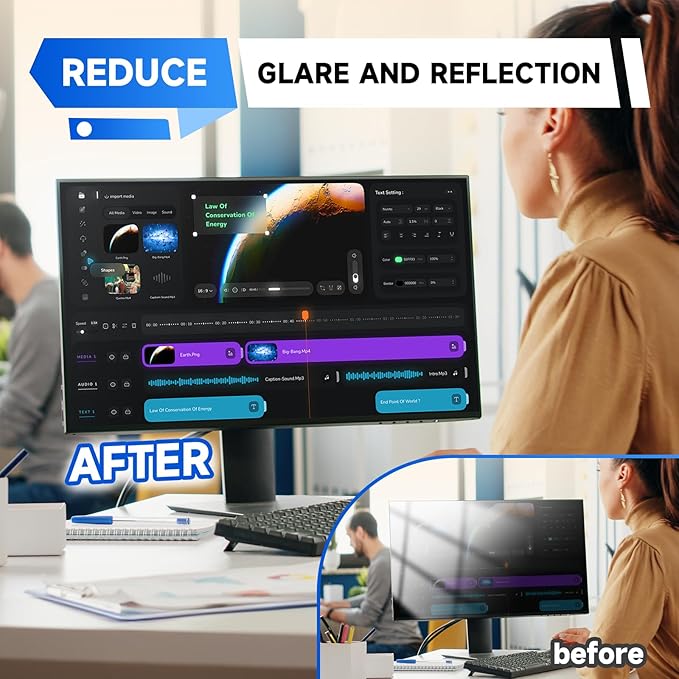 IPROKKO 【2 Pack】 22 inch Anti-Blue Light Monitor Screen Protector for 16:10 Widescreen,Removable Anti Glare Blue Light Blocking Screen Filter，LED PC Anti-UV Eye Protection Filter Film