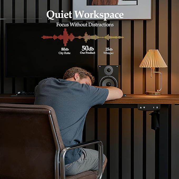 Klicelor 55 Inch Large Electric Standing Desk, Height Adjustable Office Desk, Sit Stand Up Computer Gaming Desk with Memory Preset, Two-Piece Desktop, Dark Walnut