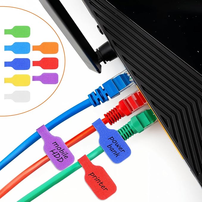 32 Pcs Cable Labels, Cord Labels for Electronics Multi Color Wire Cable Tags for Computers Cable Management and Identification