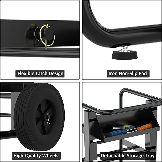 Tredre Wire Spool Rack, Heavy Duty Cable Holder with 11 Rods – Mobile Multi-Spool Wire Rack Dispenser with Wheels and Storage Box for Efficient Workplace Cable Management (Black)
