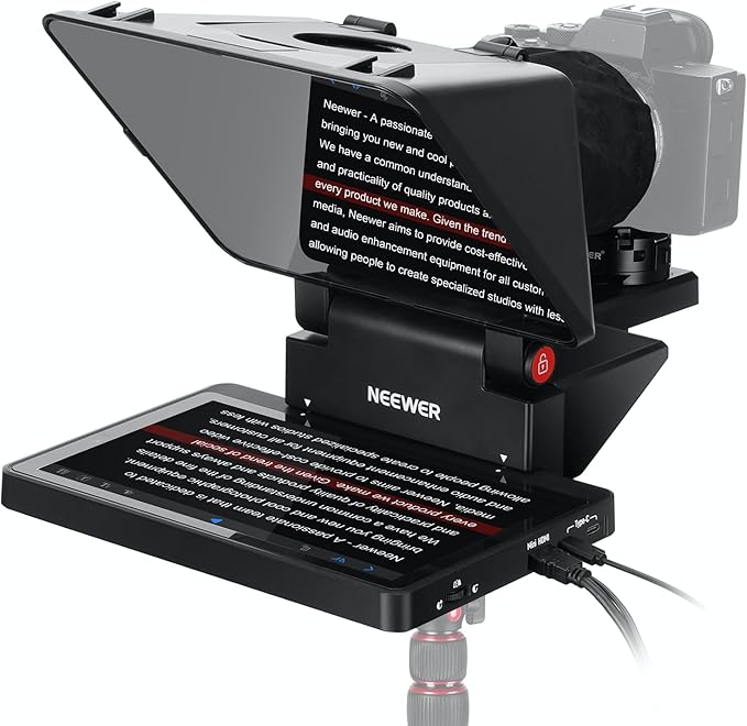 NEEWER 2 in 1 Teleprompter 11 Inch with Monitor for Windows MacOS, Supports Screen Mirroring, Portable Prompter for Camera Mobile Phone Webcam for YouTube Twitch Live Streaming Conference, X11
