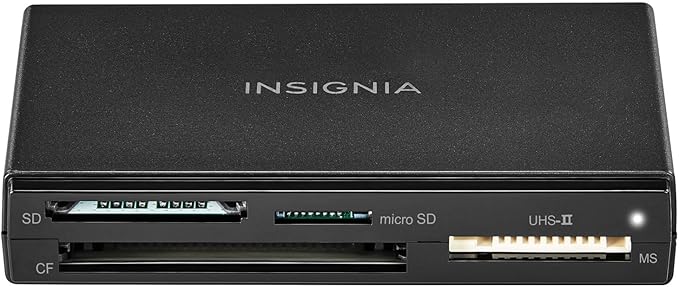 Insignia USB 3.0 Multi 4-Slot Memory Card Reader with 3.9ft Cable, Support SDXC, microSDXC, MS pro, MS PRO Duo, MS PRO-HG Duo, Compact Flash Type I, Compatible with MacBook, iPad, Galaxy S21, Black